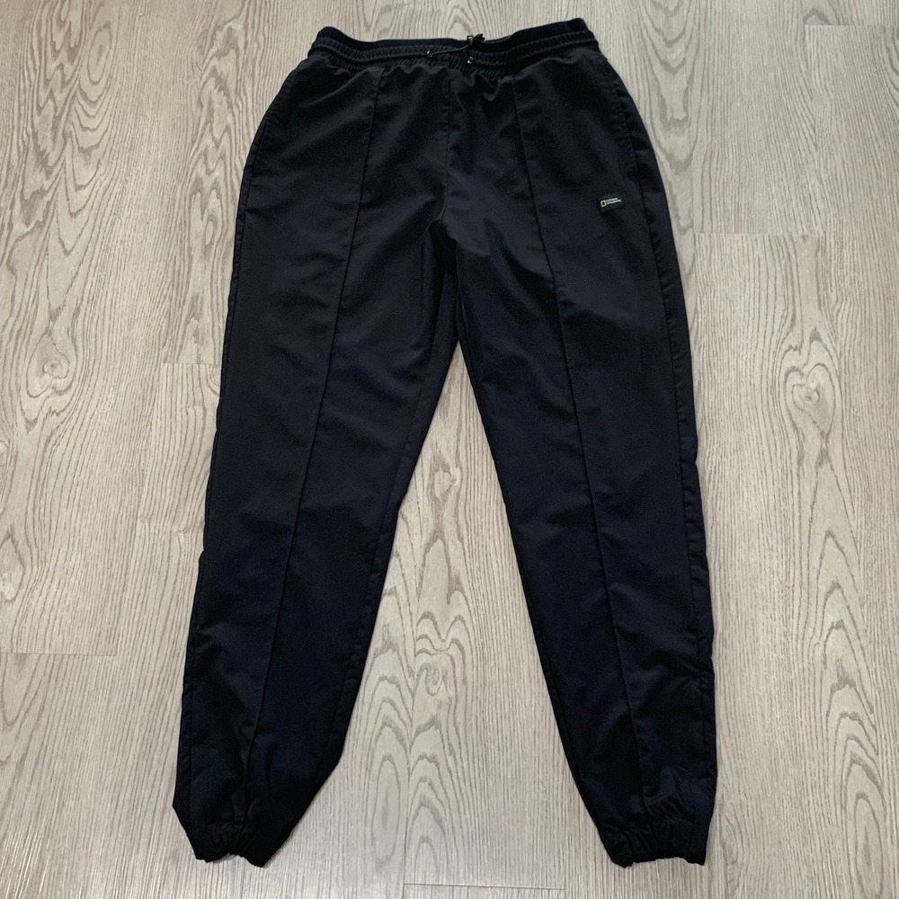 National Geographic Track‎ Pants Ankle Zip Drawstring Black Small Hiking Active
